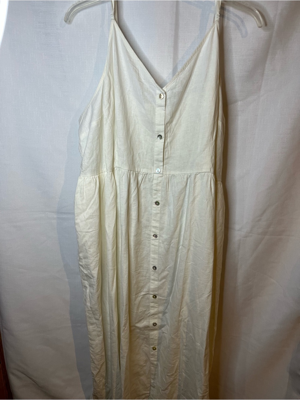 Target Cream Button-Front Spaghetti Strap Maxi Dress